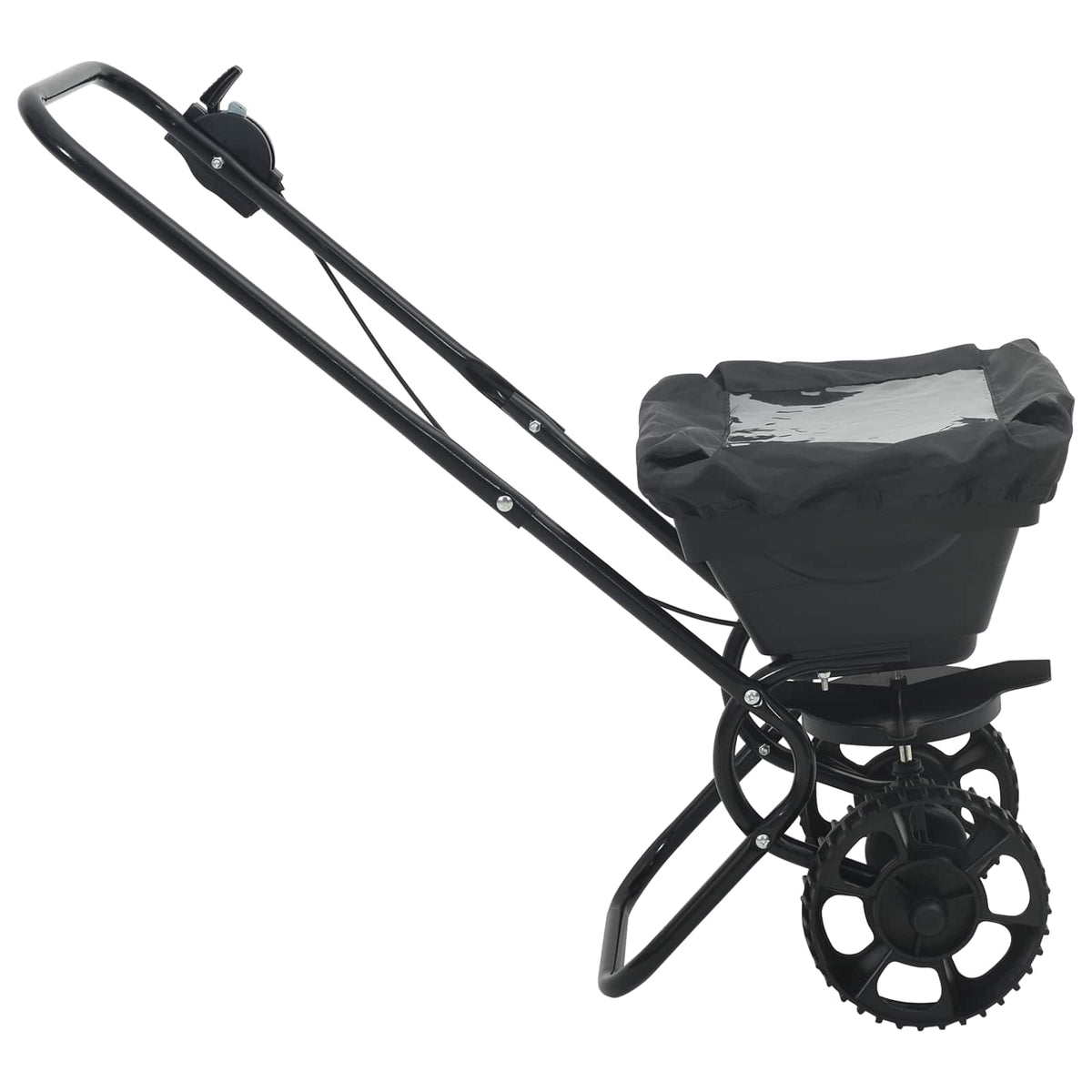 Handstreuwagen Streuer Schwarz 80 x 46 x 75 cm Düngewagen Salzsteuer