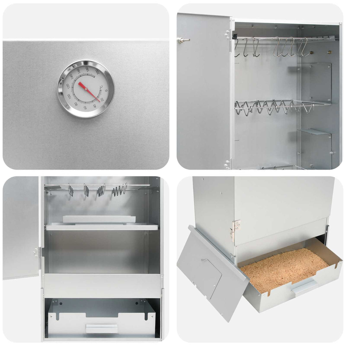 Räucherofen 110 cm Räucherschrank Smoker mit 2 Pellet Räuchertubes verzinkter Stahl