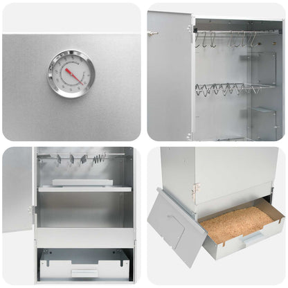 Räucherofen 110 cm Räucherschrank Smoker mit 2 Pellet Räuchertubes verzinkter Stahl