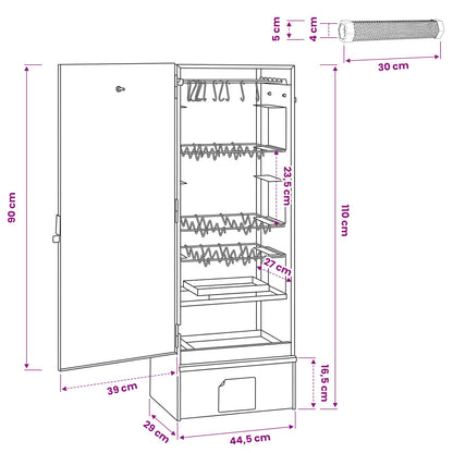 Räucherofen 110 cm Räucherschrank Smoker mit 2 Pellet Räuchertubes verzinkter Stahl