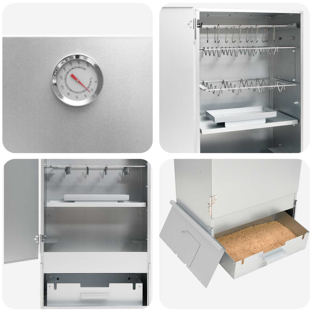 Räucherofen 83 cm Räucherschrank Smoker mit 2 Pellet Räuchertubes verzinkter Stahl