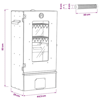 Räucherofen 83 cm Räucherschrank Glasfenster Thermometer 2 Räuchertubes 2 Roste