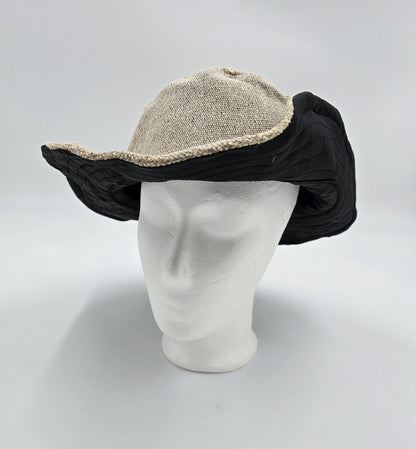 Boho festival hat made of hemp and cotton, patched, light brown, natural, Nepal, unisex