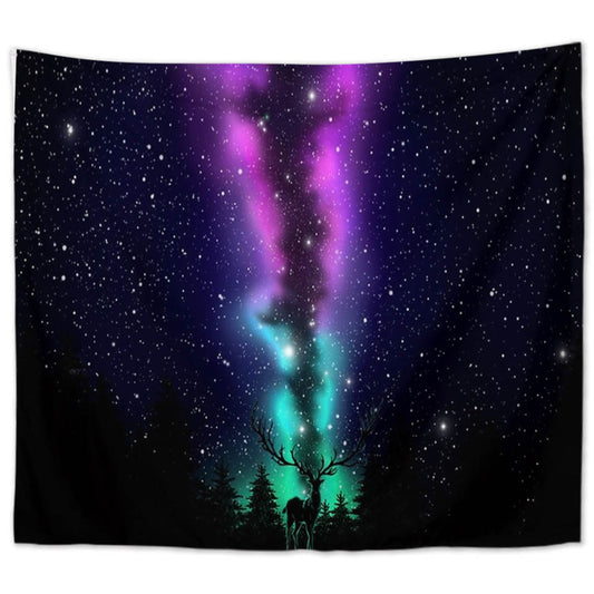 UV Wall Hanging Northern Lights 200x150 cm Deer UV Fluorescence Wall Cloth Tapestry