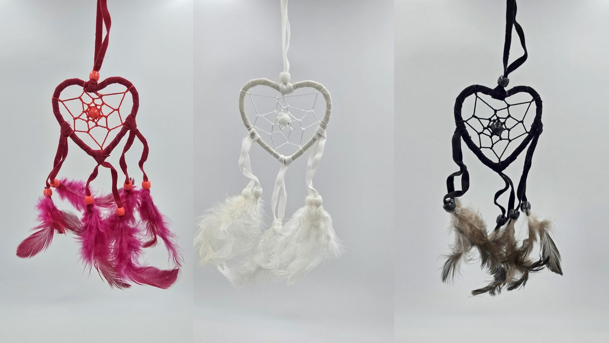Dreamcatcher Bali 20x7x0.5 cm Dreamcatcher Heart red white black Rearview Mirror Pendant