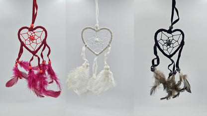 Dreamcatcher Bali 20x7x0.5 cm Dreamcatcher Heart red white black Rearview Mirror Pendant