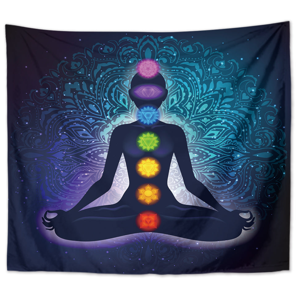 Wandbehang Chakra 200 x 150 cm Zen Meditation Polyester Wandtuch Wandteppich Tapisserie 