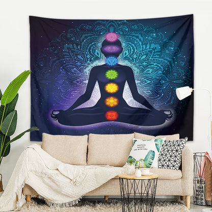Wandbehang Chakra 200 x 150 cm Zen Meditation Polyester Wandtuch Wandteppich Tapisserie 
