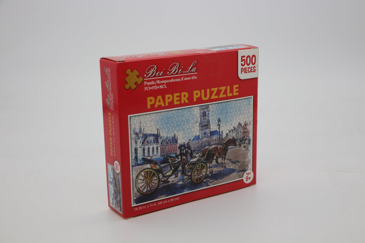 Puzzle 500 Teile Droschke Kutsche Altstadt Markt 46 x 28 cm  Gehirntraining ab 9 Jahren