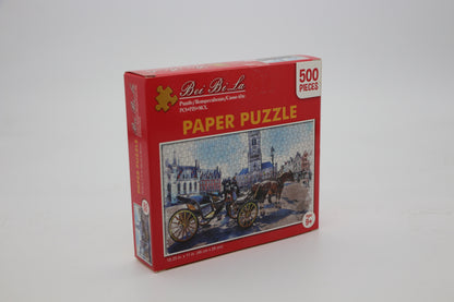 Puzzle 500 Teile Droschke Kutsche Altstadt Markt 46 x 28 cm  Gehirntraining ab 9 Jahren