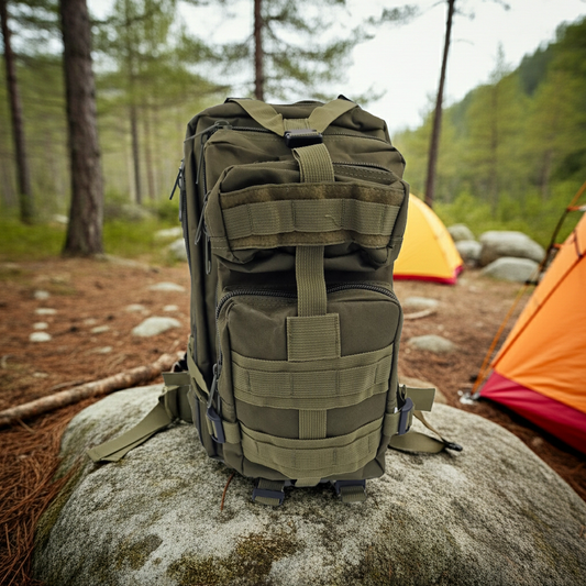 Army-style backpack, 20 liters, camouflage, German Army style, water-repellent, olive green camouflage pattern