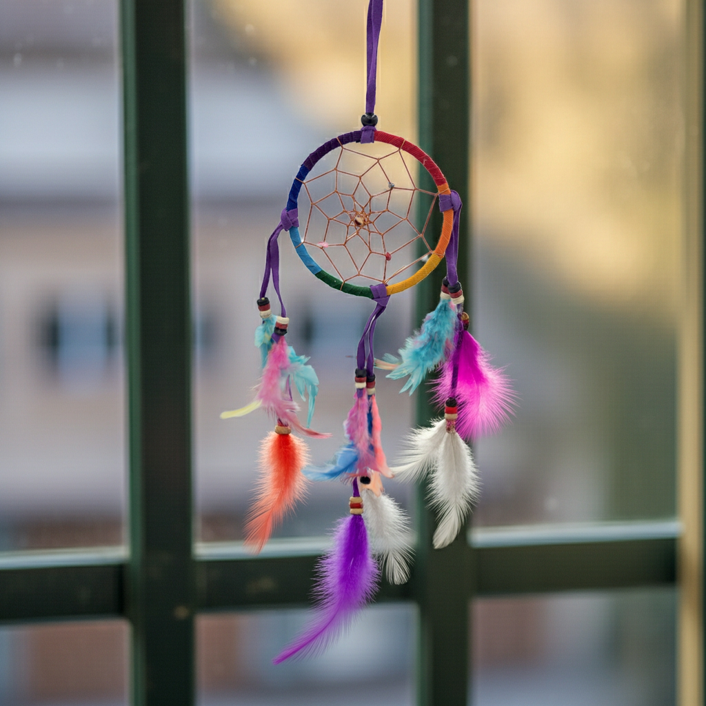 Dreamcatcher Bali 28x9x0.5cm round colorful rainbow medium