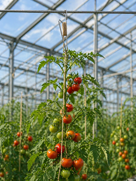 Professional tomato hooks, 15 pieces; cucumber hooks; climbing aid with 5 m of compostable twine each