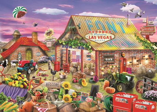 1000-piece puzzle, farm scene, 69x51 cm, hidden picture puzzle, brain training