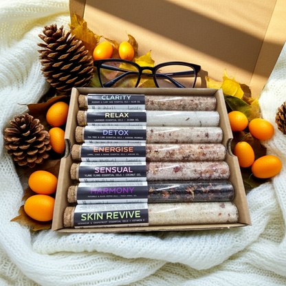 Bath Salt Gift Set, 7 decorative bottles, 7 Days of Selfcare, 40g bath additive