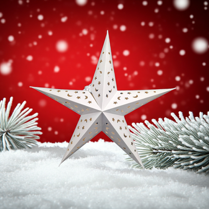 3D Light-Up Christmas Star, LED Paper Star, 60 cm, White, Battery Operated 