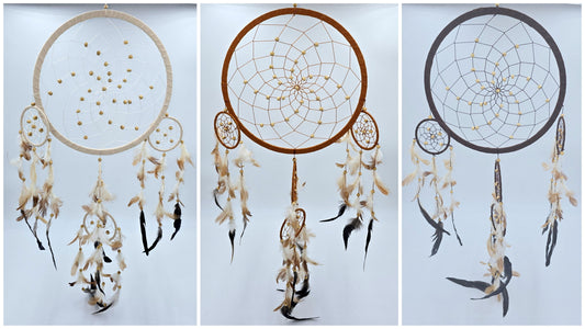 Traumfänger Bali XL 70 x 32 x 0,5 Dreamcatcher dunkelbraun braun beige rund groß