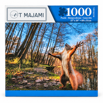 1000-piece puzzle, squirrel design, 69x51 cm, forest, nature, brain training