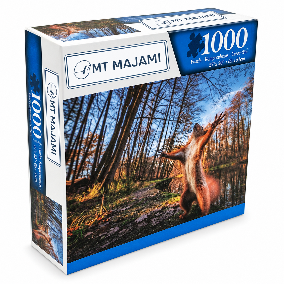 1000-piece puzzle, squirrel design, 69x51 cm, forest, nature, brain training