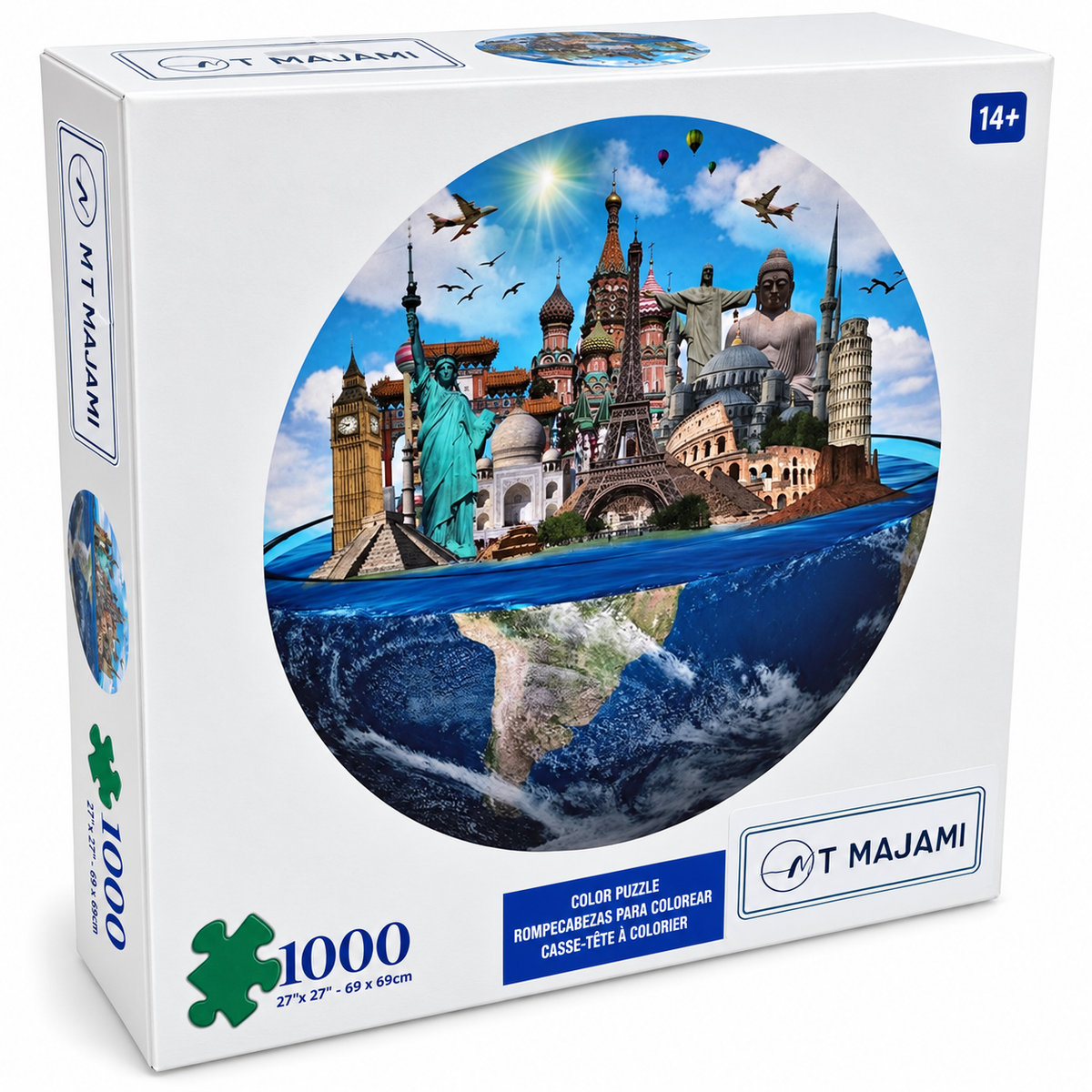 Puzzle 1000 Teile Scenic Landscape 69x69 cm rund Weltkugel Weltwunder Gehirntraining Jigsaw