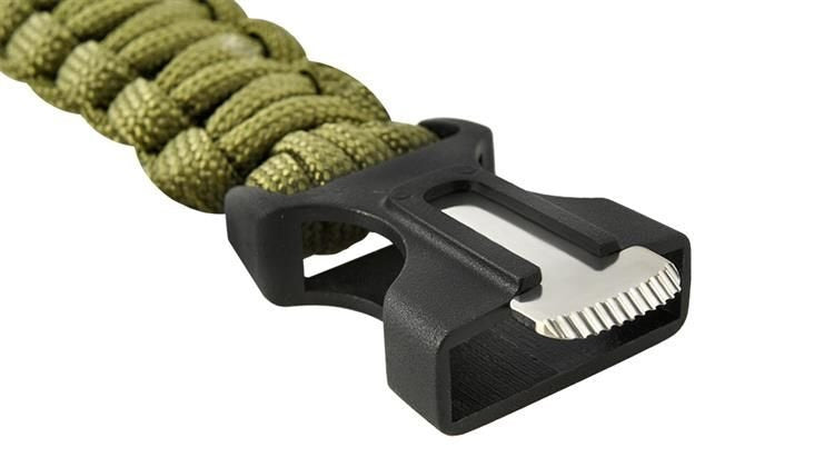 Survival Paracord Armband mit Kompass, Feuerstahl & Notsignalpfeife – 3 m Fallschirmleine