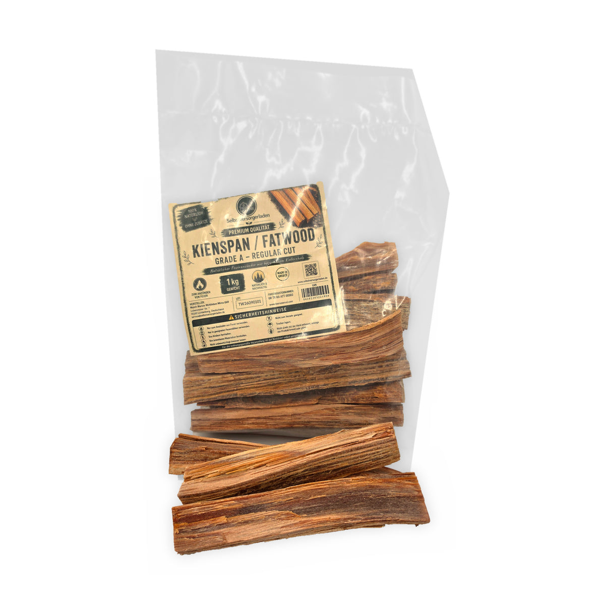 Kienspan 1kg Premium Grade A Fatwood Anzündholz harzig Kiefernholz natürlich