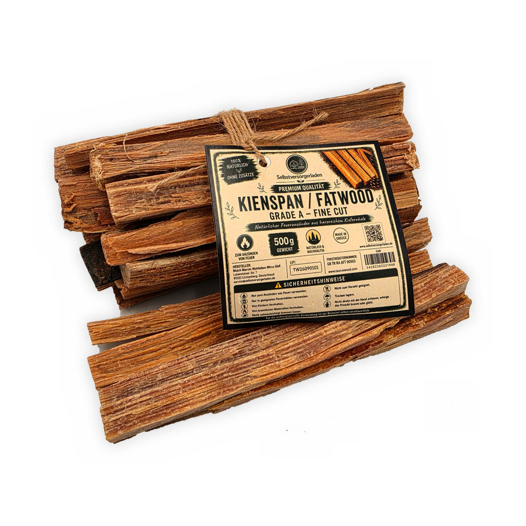 Kienspan 500g Premium Grade A Fatwood Anzündholz harzig Kiefernholz natürlich
