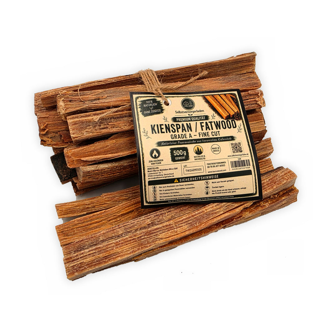 Kienspan 500g Premium Grade A Fatwood Anzündholz harzig Kiefernholz natürlich