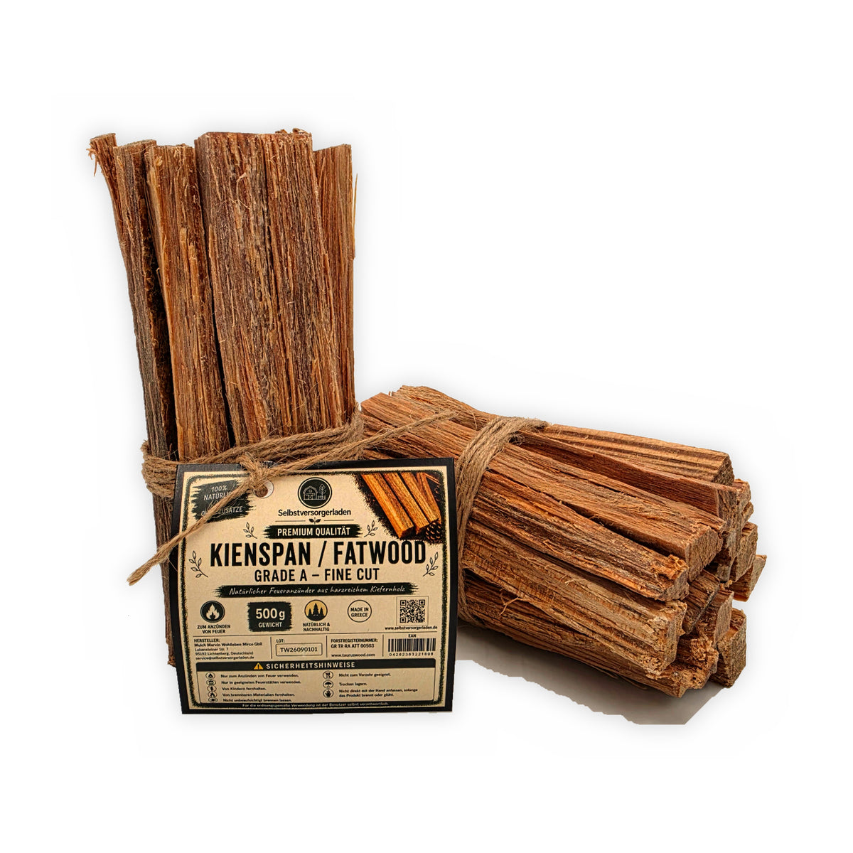 Kienspan 500g Premium Grade A Fatwood Anzündholz harzig Kiefernholz natürlich