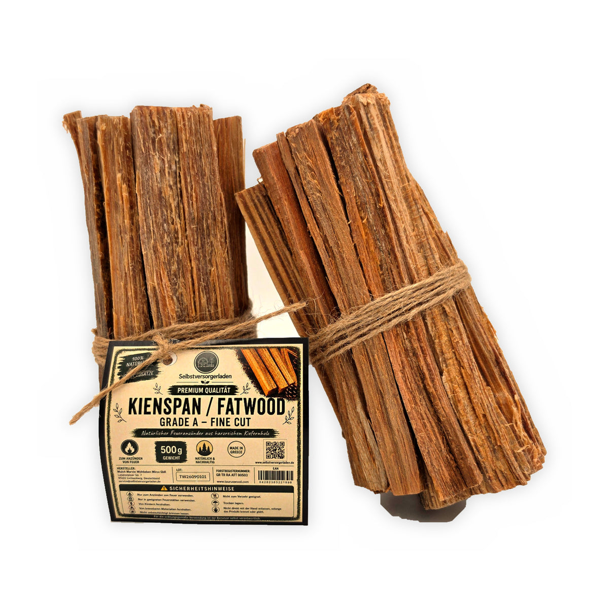 Kienspan 500g Premium Grade A Fatwood Anzündholz harzig Kiefernholz natürlich