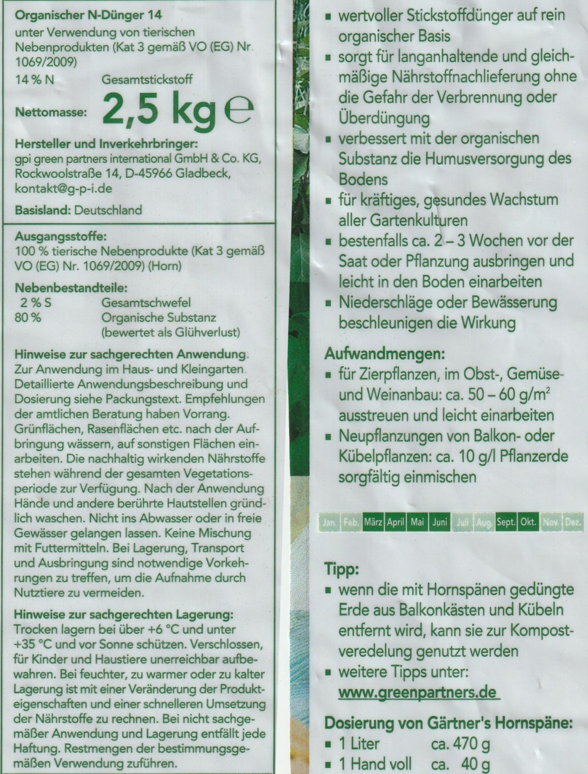 Gaertner's Hornspäne 2,5 kg organischer Naturdünger Stickstoffdünger Gemüse Blumen