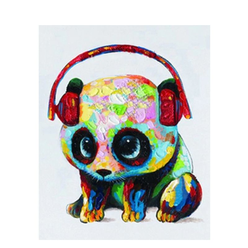 Malen nach Zahlen Erwachsene bunter Panda 40x50 cm Paint by Numbers DIY Öl Acryl Leinwand Bild Dekoration 1 Stück
