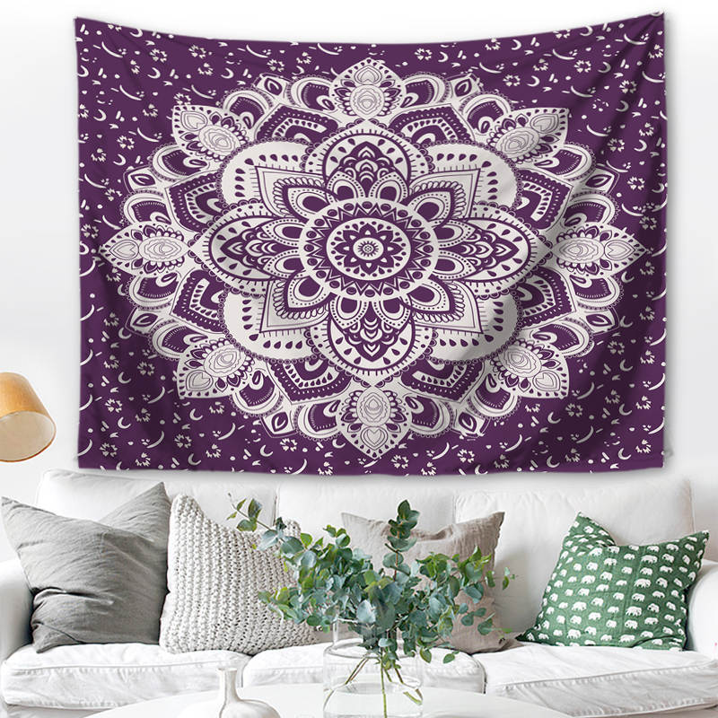 Wall hanging mandala Indian 150x125 cm purple polyester wall cloth tapestry tapestry