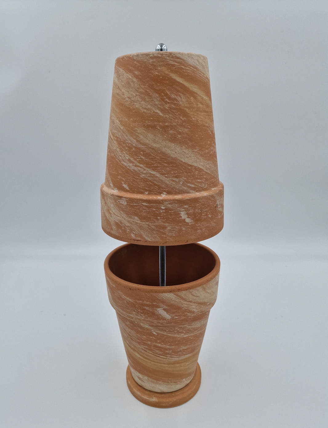 Tealight oven, table fireplace, double-walled, sand-colored marbled, table decoration, DIY