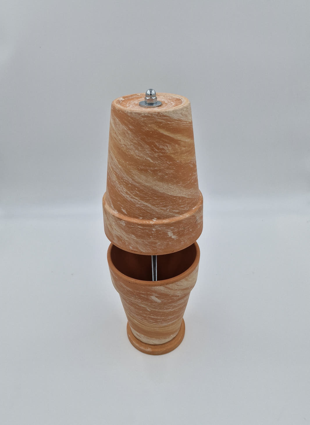 Tealight oven, table fireplace, double-walled, sand-colored marbled, table decoration, DIY