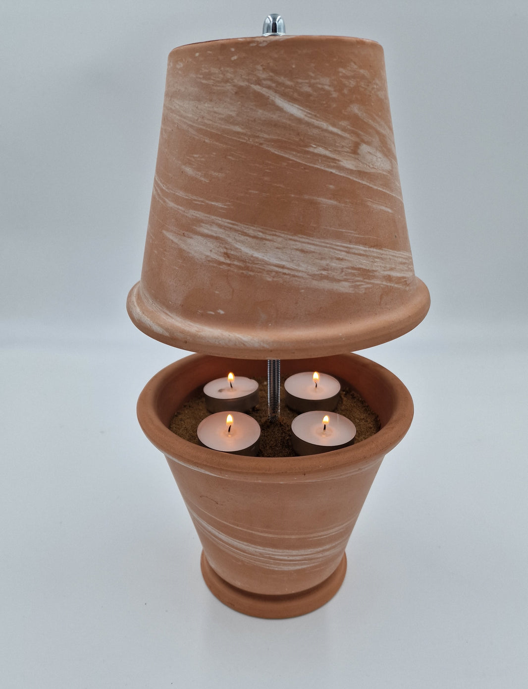 Tealight oven, table fireplace, double-walled table oven, DIY table decoration, 4 candles, marbled