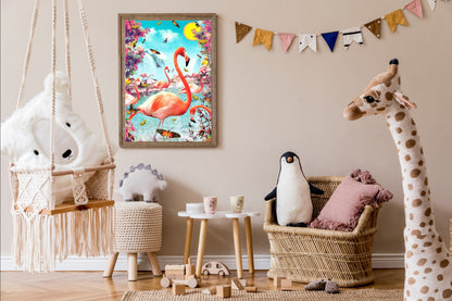 Malen nach Zahlen Erwachsene Flamingo 40x50 cm Paint by Numbers DIY Öl Acryl Leinwand Bild Dekoration Tropenvogel 1 Stück