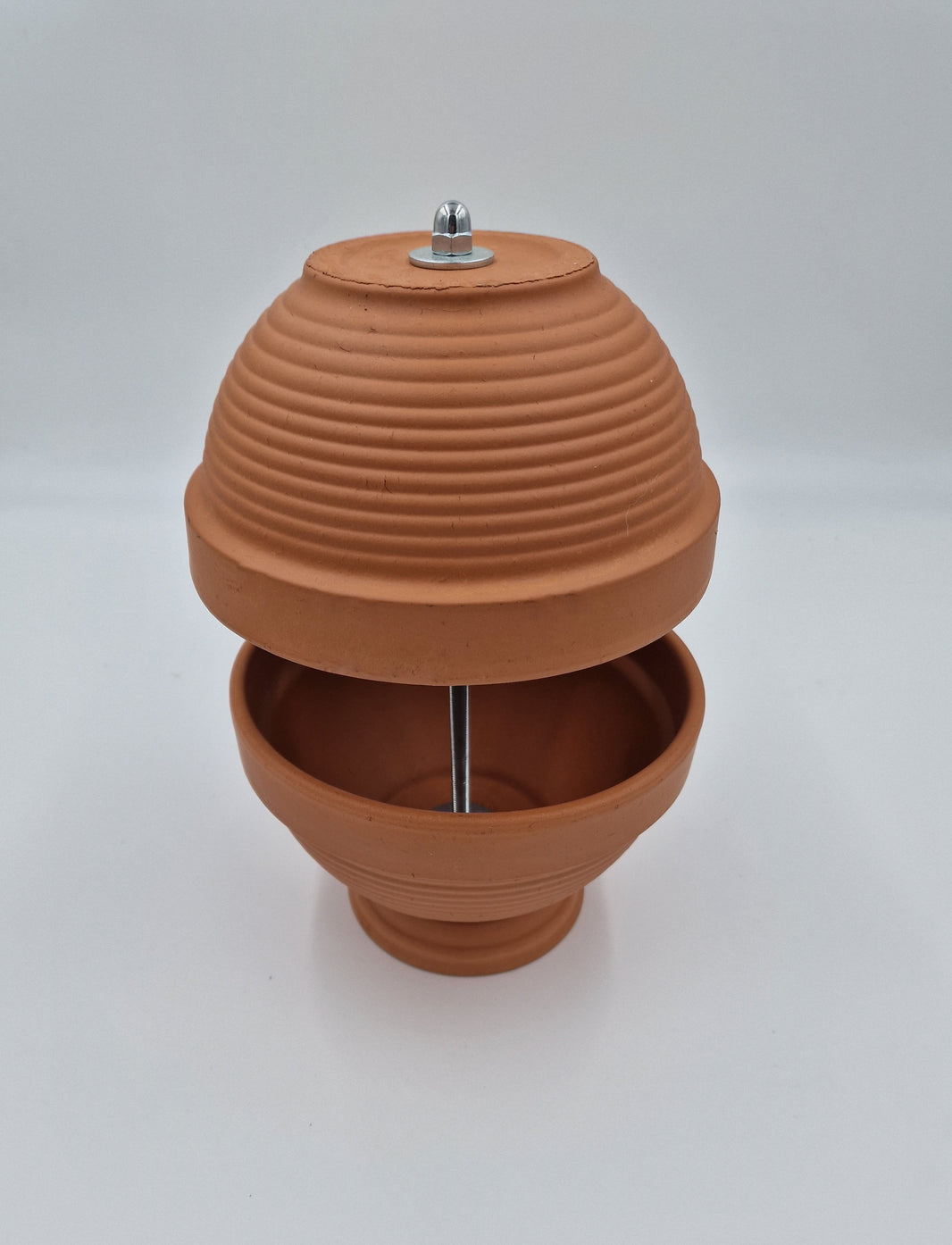 Tealight oven, table fireplace, round, double-walled, DIY table decoration, 4 candles, terracotta-colored