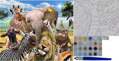 Paint by Numbers for Adults - Funny Animals, 40x50 cm, DIY Oil/Acrylic Canvas Picture Decoration, Unframed, 1 Piece