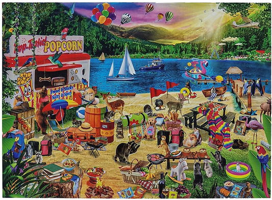 1000-piece puzzle Holiday Camp 69x51 cm Beach Holiday Swimming Lake Summer Vacation Brain Training