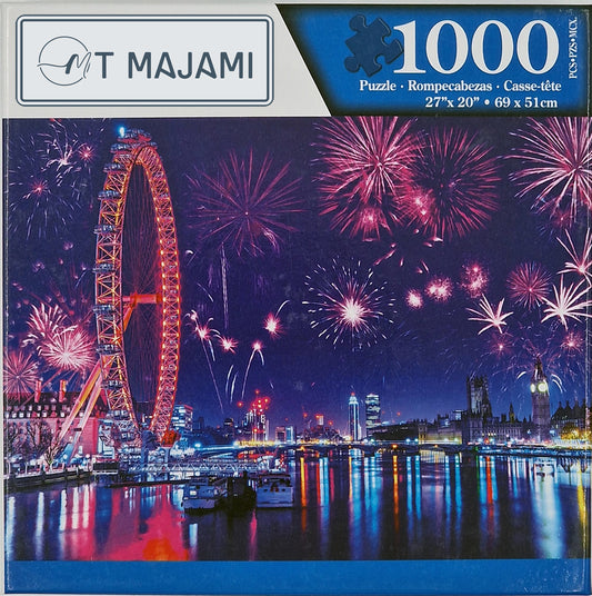 1000-piece puzzle London Eye 69x51 cm Fireworks Ferris Wheel Brain Training Jigsaw New Year's Eve