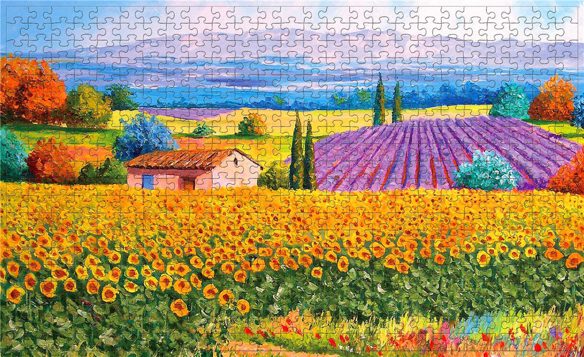 Puzzle 500 Teile Provence 46 x 28 cm Frankreich Lavendel Feld romantisches Motiv