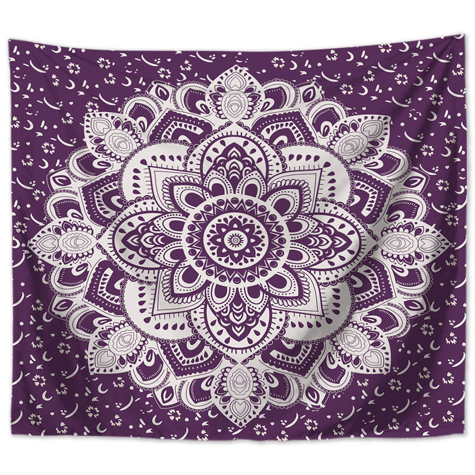 Wall hanging mandala Indian 150x125 cm purple polyester wall cloth tapestry tapestry
