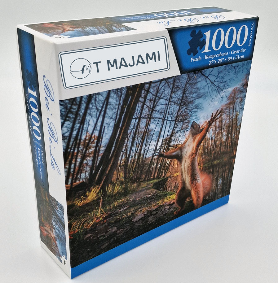 1000-piece puzzle, squirrel design, 69x51 cm, forest, nature, brain training