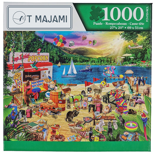 1000-piece puzzle Holiday Camp 69x51 cm Beach Holiday Swimming Lake Summer Vacation Brain Training
